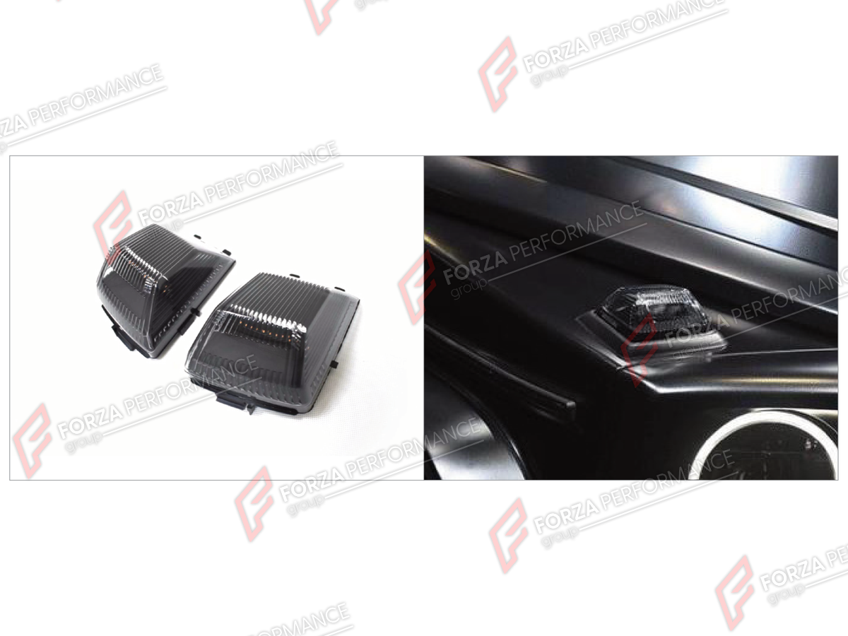 TURN SIGNAL LIGHTS for MERCEDES-BENZ G-CLASS W464 G63 G350 G350D G400D G500 G550 2019 - 2024 FORZA PERFORMANCE custom fit Hala Style

Set includes:
Turn Signal Lights

Material: Plastic

NOTE: Professional installation is required.
