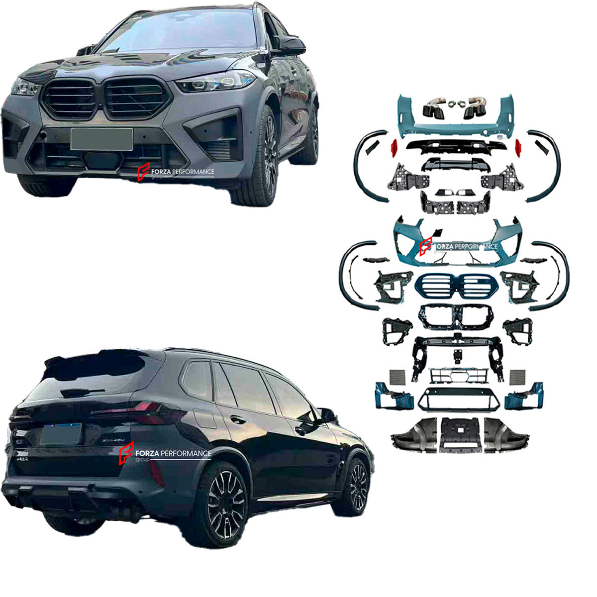 CONVERSION UPGRADE BODY KIT for BMW X5 G05 LCI 2023+ UPGRADE to X5M F95 LCI FACELIFT



Set includes:

Front Bumper Assembly
Front Grille
Side Skirts
Fender Flares
Rear Bumper Assembly

Rear Diffuser
Exhaust Tips

Material: Plastic

Note: Professional installation is required.