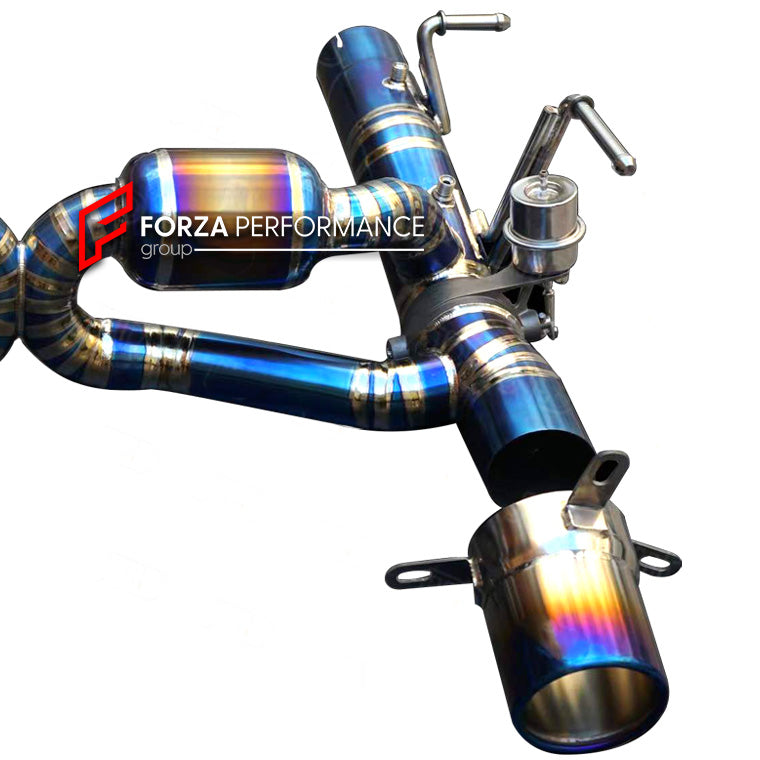 VALVED EXHAUST CATBACK for FERRARI F8 3.9T 2019 - 2023

Set includes:

Valved Mufflers with X Pipe
Exhaust Tips
Electronic Remote Valve Control


Material: Titanium

Optional: We can offer downpipe and catless downpipe

Production time: 15

FEATURES:

Engineered Digital prototyping using 3D CAD design software, each car model chassis has been 3D laser scanned in the factory
Factory run all test cars on Italian 1200HP Dyno machine, to make the best performance design of exhaust
CNC bending machine accurately