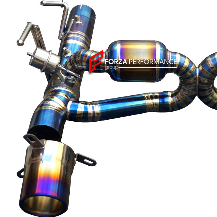VALVED EXHAUST CATBACK for FERRARI F8 3.9T 2019 - 2023

Set includes:

Valved Mufflers with X Pipe
Exhaust Tips
Electronic Remote Valve Control


Material: Titanium

Optional: We can offer downpipe and catless downpipe

Production time: 15

FEATURES:

Engineered Digital prototyping using 3D CAD design software, each car model chassis has been 3D laser scanned in the factory
Factory run all test cars on Italian 1200HP Dyno machine, to make the best performance design of exhaust
CNC bending machine accurately