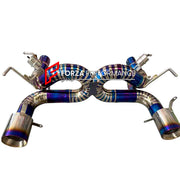 VALVED EXHAUST CATBACK for FERRARI F8 3.9T 2019 - 2023

Set includes:

Valved X Pipe
Exhaust Tips

Material: Titanium

Optional: We can offer downpipe and catless downpipe

Production time: 15

FEATURES:

Engineered Digital prototyping using 3D CAD design software, each car model chassis has been 3D laser scanned in the factory
Factory run all test cars on Italian 1200HP Dyno machine, to make the best performance design of exhaust
CNC bending machine accurately bends the tube according to the computer data
