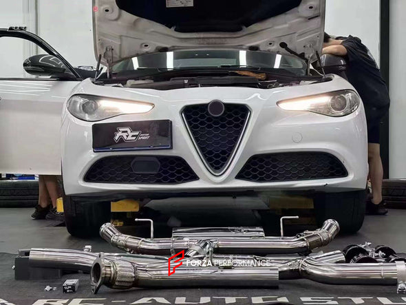 VALVED EXHAUST CATBACK MUFFLER and DOWNPIPE CATLESS CATTED for Alfa-Romeo Giulia 2.0T 2015-2022