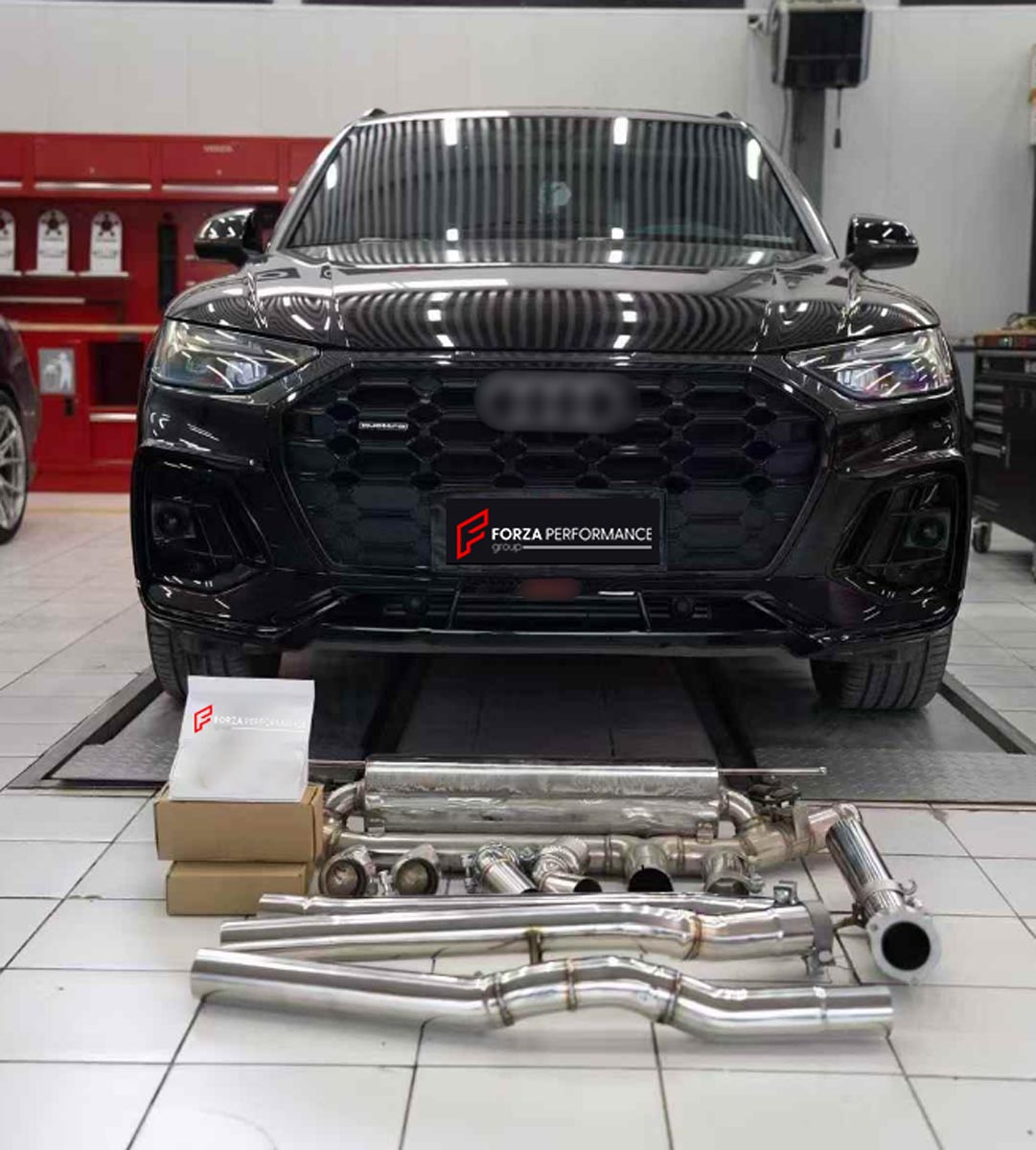 EXHAUST CATBACK MUFFLER for AUDI Q5 FY 2.0T V2 2020 - 2025

Set includes:

Center Pipes
Muffles with valves
Valve control box with remote control (you may also reuse your factory exhaust valve motors). Factory exhaust tips must be reused.
Material: Stainless Steel (Can be made of Titanium)

Production time: 10–15 days