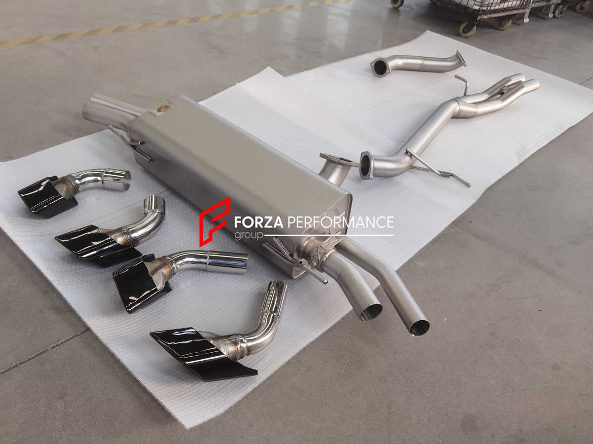 Forza Performance Aggressive sporty sound VALVED EXHAUST CATBACK MUFFLER for Audi Q7 2019+ (3.0T)  Valved exhaust, meaning that has remote, controlled valves - allowing a switch between an aggressive loud sports sound and a sound that is closer to the OEM sound  Set include:  Center Pipes Muffler with valves Exhaust tips Valve control box with remote control (you may also reuse your factory exhaust valve motors
