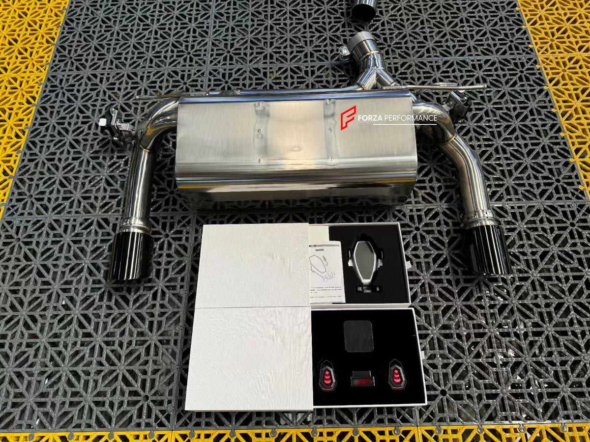 EXHAUST CATBACK MUFFLER for BMW 4 SERIES F33 F32 LCI 440i I6 3.0T 2018 - 2020

Set includes:

Center Pipes
Valved Bypass Muffler with Exhaust Tips
Electronic Valve Actuators
Valve Control Box with Remote Control (you may also reuse your factory exhaust valve motors)
Material: Stainless Steel (Can be made of Titanium)

Production time: 10-15 days