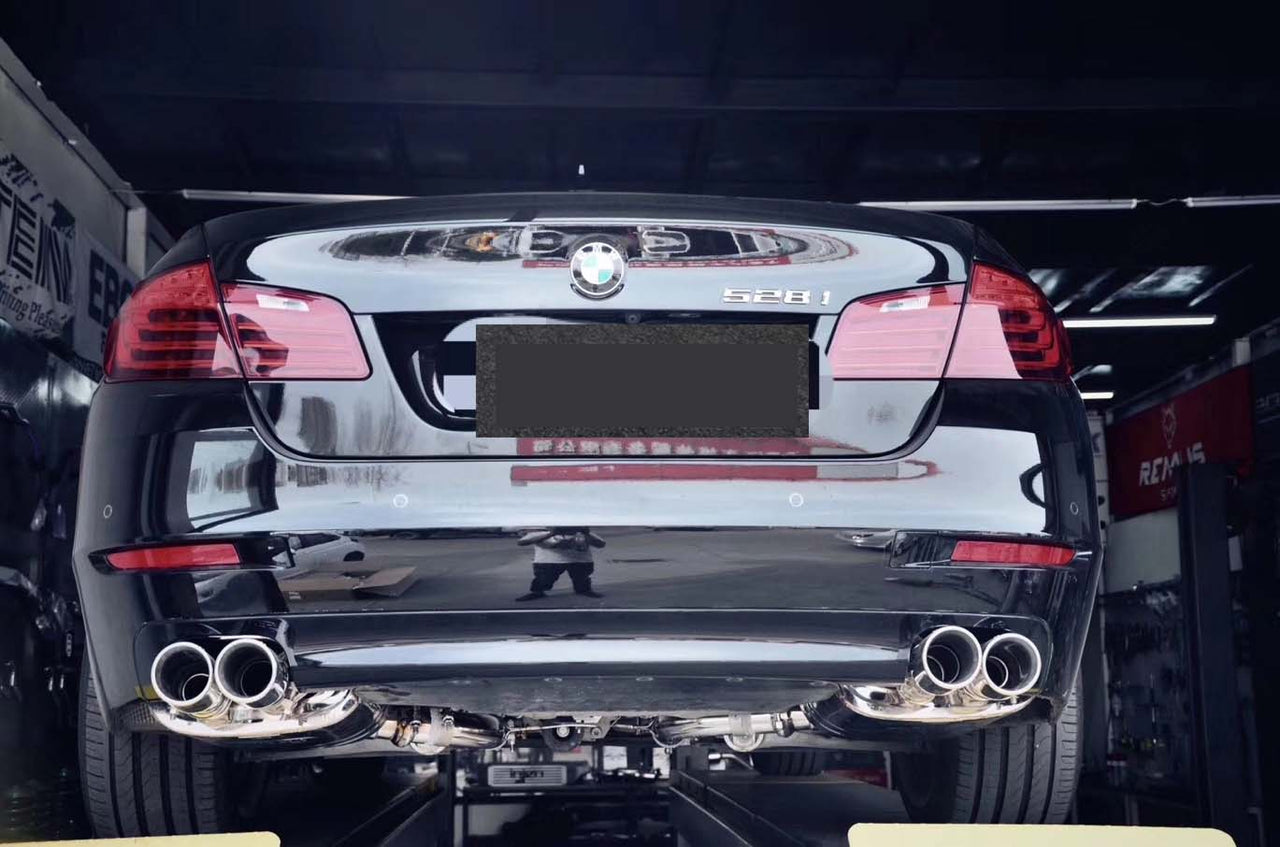 VALVED EXHAUST CATBACK MUFFLER for BMW 5 Series F10 528i 2.0T 2010 - 2016 FORZA PERFORMANCE Custom Fit

Set includes:

Center Pipes
Mufflers with Valves
Exhaust Tips
Downpipe and catless downpipe available on request (optional, extra cost - not included)
Material: Stainless Steel (Can be made of Titanium)

Production time: 10–15 days
