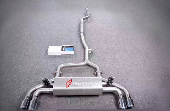 Forza Performance Aggressive sporty sound VALVED EXHAUST CATBACK MUFFLER for BMW 6 Series 640i 2.0T 2018+

Valved exhaust, meaning that has remote, controlled valves - allowing a switch between an aggressive loud sports sound and a sound that is closer to the OEM sound

Set includes:

Center Pipes
Mufflers with valves
Exhaust tips
Valve control box with remote control (you may also reuse your factory exhaust valve motors)

Factory exhaust tips must be reused

Material: Stainless steel ( for an extra cost we