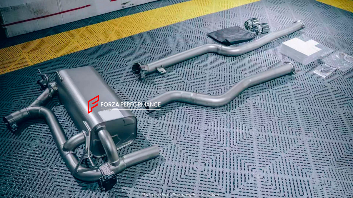 Forza Performance Aggressive sporty sound VALVED EXHAUST CATBACK MUFFLER for BMW 6 Series 640i 2.0T 2018+

Valved exhaust, meaning that has remote, controlled valves - allowing a switch between an aggressive loud sports sound and a sound that is closer to the OEM sound

Set includes:

Center Pipes
Mufflers with valves
Exhaust tips
Valve control box with remote control (you may also reuse your factory exhaust valve motors)

Factory exhaust tips must be reused

Material: Stainless steel ( for an extra cost we