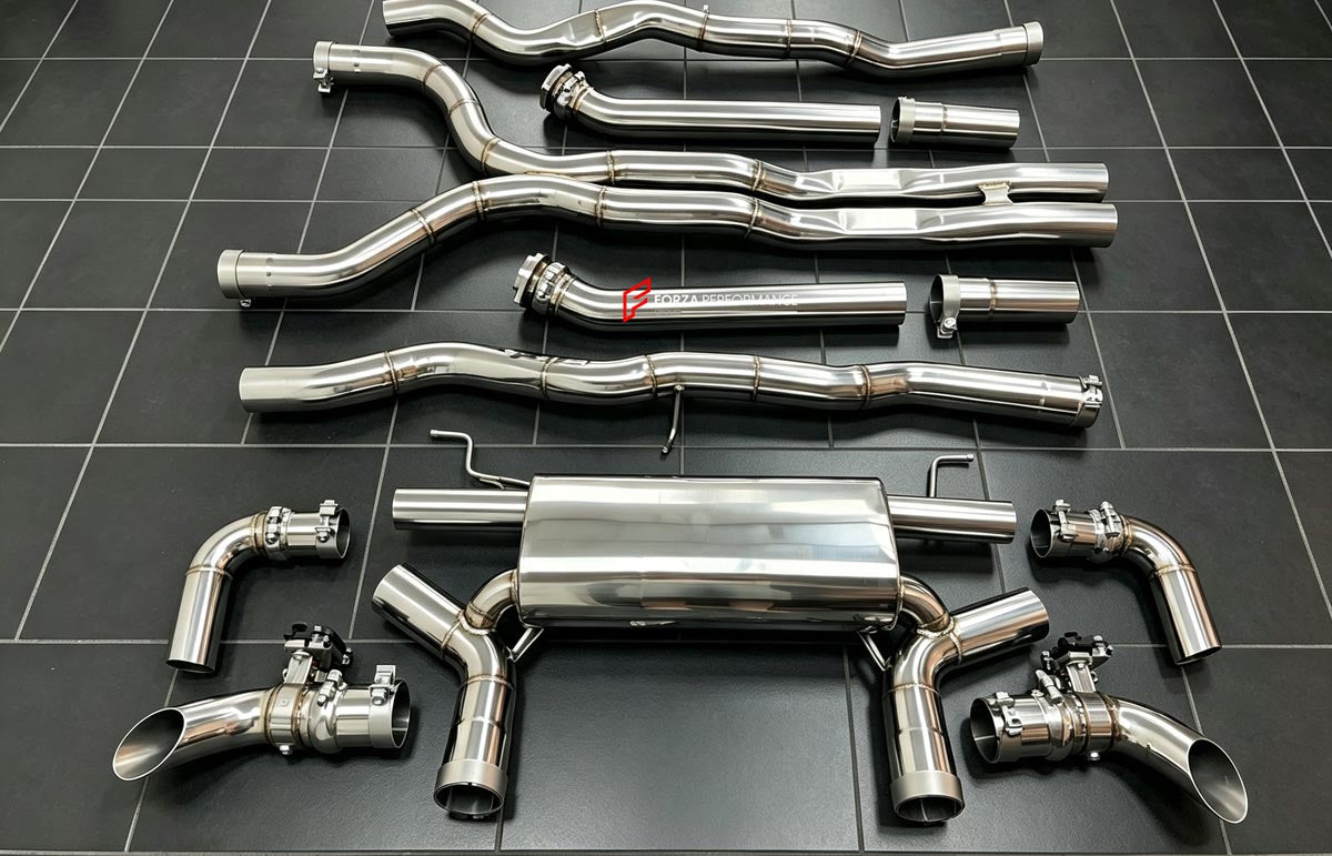 VALVED EXHAUST CATBACK MUFFLER for BMW 7 SERIES G70 760i XDRIVE 4.4 V8 2022+

Set includes:

Mid Pipes
Connecting Pipe
Valved Bypass Muffler
Exhaust Tips
Electronic Valve Actuators (mounting brackets for the new motors included)
Valve Control Box with Remote Control (you may also reuse your factory exhaust valve motors)

Material: Stainless Steel SS304 (Can be made of Titanium)

NOTE: Professional installation is required.

Production time: 10-15 days