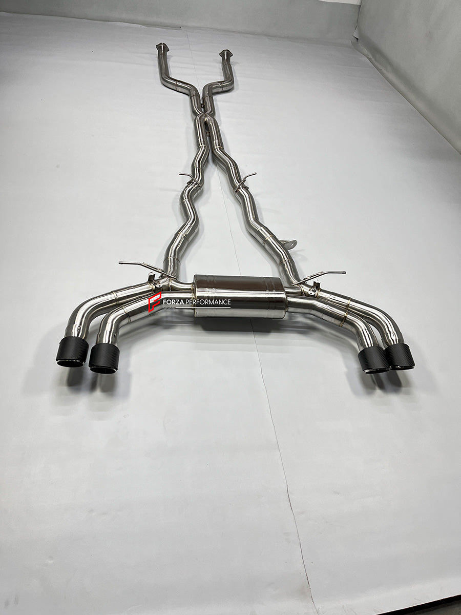 Forza Performance Aggressive sporty sound VALVED EXHAUST CATBACK MUFFLER for BMW M5 G90 4.4 2024+

Valved exhaust, meaning that has remote, controlled valves - allowing a switch between an aggressive loud sports sound and a sound that is closer to the OEM sound

Set includes:

Center Pipes
Exhaust Tips
Muffles with valves

Factory exhaust tips must be reused

Material: Stainless steel ( for an extra cost we can make titanium )

Optional: We can offer downpipe and catless downpipe 
