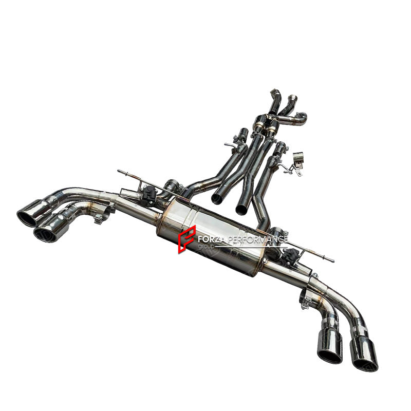 VALVED EXHAUST CATBACK MUFFLER for BMW M5 G90 S68 4.4T 2025+

Set include:

Resonated Mid Pipes with X Pipe
Valved Bypass Mufflers
Exhaust Tips
Valve Control Box with Remote Control

Material: Stainless Steel (can be made in titanium)

Production time: 15 working days

NOTE:&nbsp;Professional installation is required

FEATURES:

Engineered Digital prototyping using 3D CAD design software, each car model chassis has been 3D laser scanned in the factor
Factory run all test cars on Italian 1200HP Dyno machine,