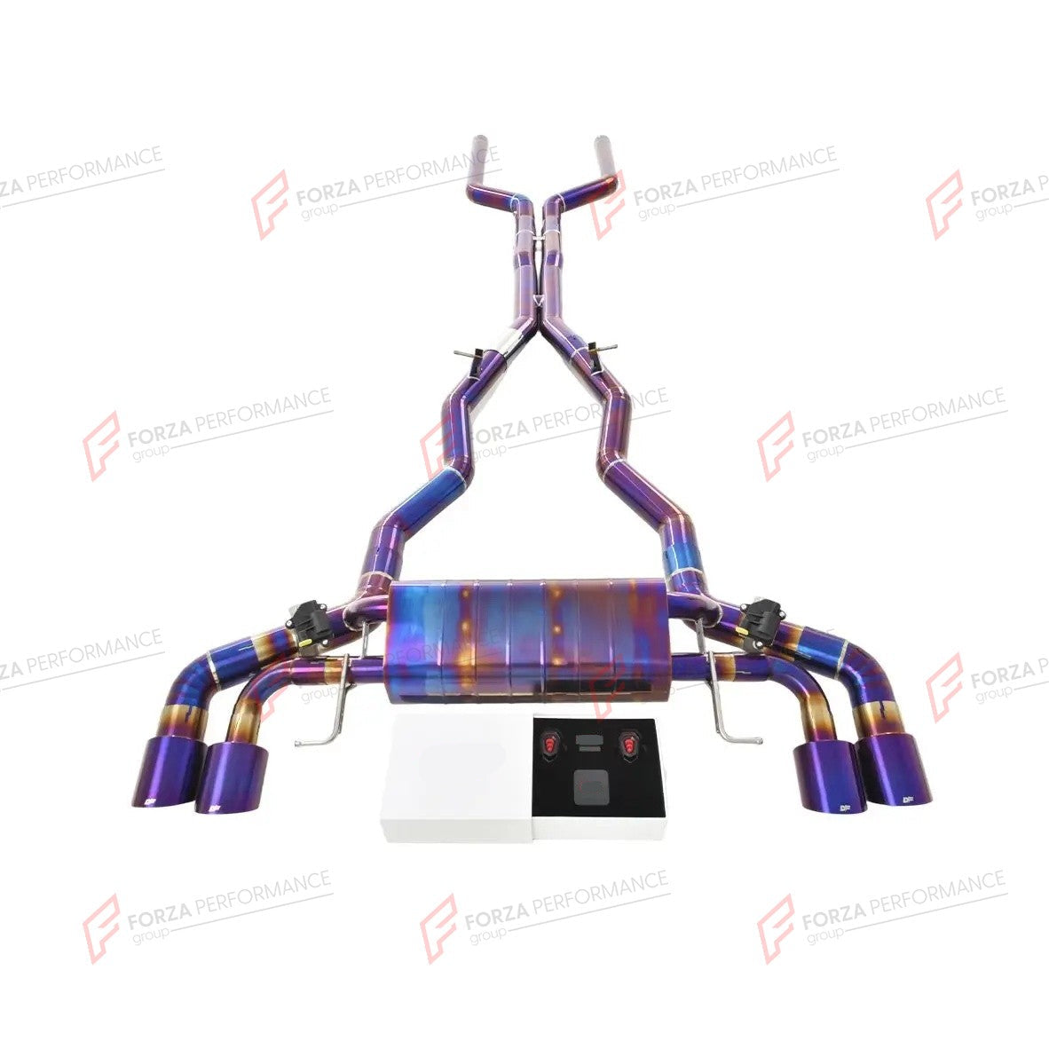 VALVED EXHAUST CATBACK MUFFLER for BMW M8 F91 4.4T 2020 + FORZA PERFORMANCE Custom Fit

Set includes:

Center Pipes
Muffler with Valves
Exhaust Tips
Valve Control Box with Remote Control (you may also reuse your factory exhaust valve motors)
Material: Stainless Steel

Production time: 10-15 days