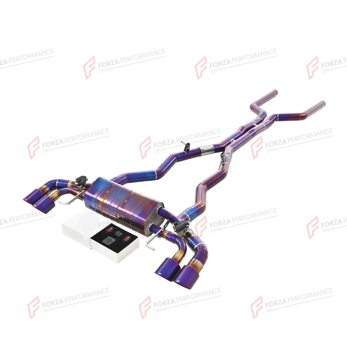 VALVED EXHAUST CATBACK MUFFLER for BMW M8 F91 4.4T 2020 + FORZA PERFORMANCE Custom Fit

Set includes:

Center Pipes
Muffler with Valves
Exhaust Tips
Valve Control Box with Remote Control (you may also reuse your factory exhaust valve motors)
Material: Stainless Steel

Production time: 10-15 days