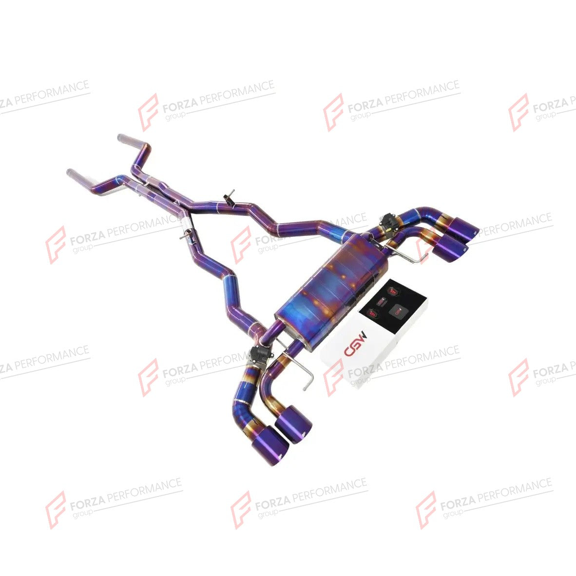 VALVED EXHAUST CATBACK MUFFLER for BMW M8 F91 4.4T 2020 + FORZA PERFORMANCE Custom Fit

Set includes:

Center Pipes
Muffler with Valves
Exhaust Tips
Valve Control Box with Remote Control (you may also reuse your factory exhaust valve motors)
Material: Stainless Steel

Production time: 10-15 days