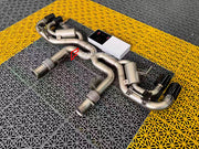 VALVED EXHAUST CATBACK MUFFLER for CHEVROLET CORVETTE C8 6.2T 2020+

Set includes:

Mufflers with Valves
Valve control box with remote control (you may also reuse your factory exhaust valve motors)
Exhaust tips

Material: Stainless Steel

Production time: 15 working days

Note: Professional installation is required.

More options are available for an additional EXTRA cost (not included in this listing price. Please contact for pricing):

We can make the catback in titanium

FEATURES:

Engineered Digital pro