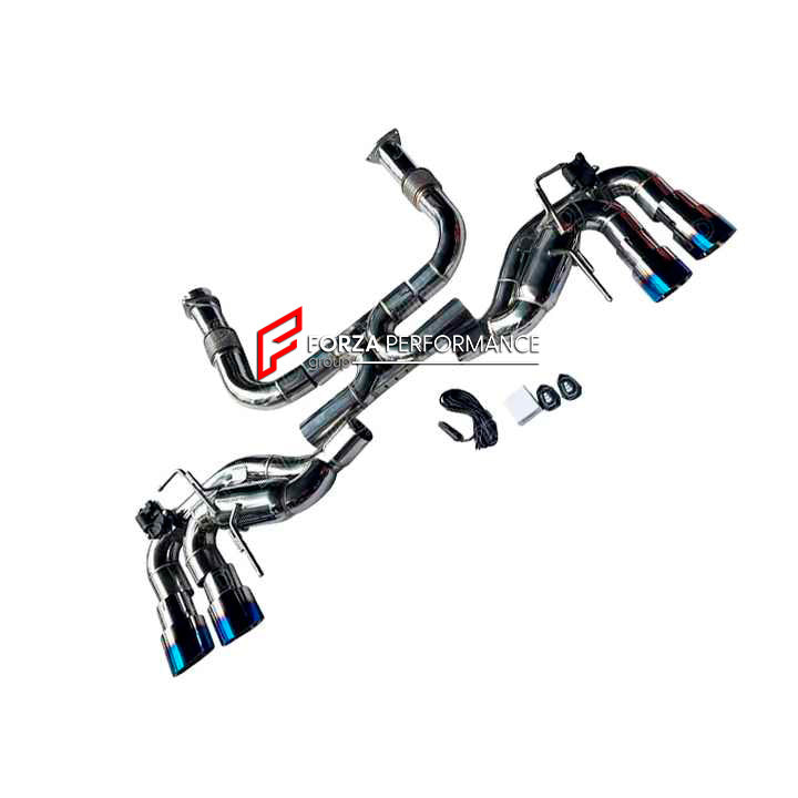Forza Performance Aggressive sporty sound CHEVROLET CORVETTE C8 6.2T 2020+

Valved exhaust, meaning that has remote, controlled valves - allowing a switch between an aggressive loud sports sound and a sound that is closer to the OEM sound

Set includes:

Mid Pipes

Valved Bypass Muffler
Exhaust Tips
Electronic Remote Valve Control

Material: Titanium (can be made in Stainless Steel)

Optional: We can offer downpipe and catless downpipe

Production time: 15 days

FEATURES:

Engineered Digital prototyping usi