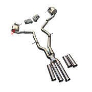 VALVED EXHAUST CATBACK MUFFLER for MERCEDES BENZ AMG W212 E63S 5.5T 2013 - 2016

Valved exhaust, meaning that has remote, controlled valves - allowing a switch between an aggressive loud sports sound and a sound that is closer to the OEM sound.&nbsp;Factory exhaust tips must be reused.

Set includes:

Center Pipes with X Pipe
Valved Bypass Mufflers
Electronic Remote Valve Control

Material: Stainless Steel (for an extra cost we can make Titanium)

NOTE: Professional installation is required

We can offer do