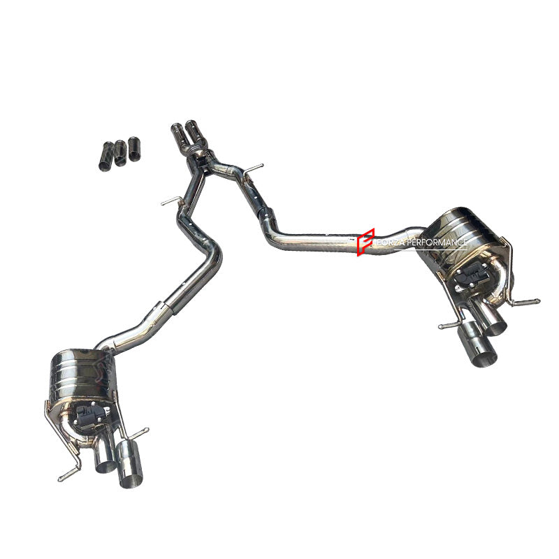 VALVED EXHAUST CATBACK MUFFLER for MERCEDES BENZ AMG W212 E63S 5.5T 2013 - 2016

Valved exhaust, meaning that has remote, controlled valves - allowing a switch between an aggressive loud sports sound and a sound that is closer to the OEM sound.&nbsp;Factory exhaust tips must be reused.

Set includes:

Center Pipes with X Pipe
Valved Bypass Mufflers
Electronic Remote Valve Control

Material: Stainless Steel (for an extra cost we can make Titanium)

NOTE: Professional installation is required

We can offer do