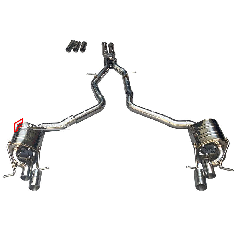 VALVED EXHAUST CATBACK MUFFLER for MERCEDES BENZ AMG W212 E63S 5.5T 2013 - 2016

Valved exhaust, meaning that has remote, controlled valves - allowing a switch between an aggressive loud sports sound and a sound that is closer to the OEM sound.&nbsp;Factory exhaust tips must be reused.

Set includes:

Center Pipes with X Pipe
Valved Bypass Mufflers
Electronic Remote Valve Control

Material: Stainless Steel (for an extra cost we can make Titanium)

NOTE: Professional installation is required

We can offer do