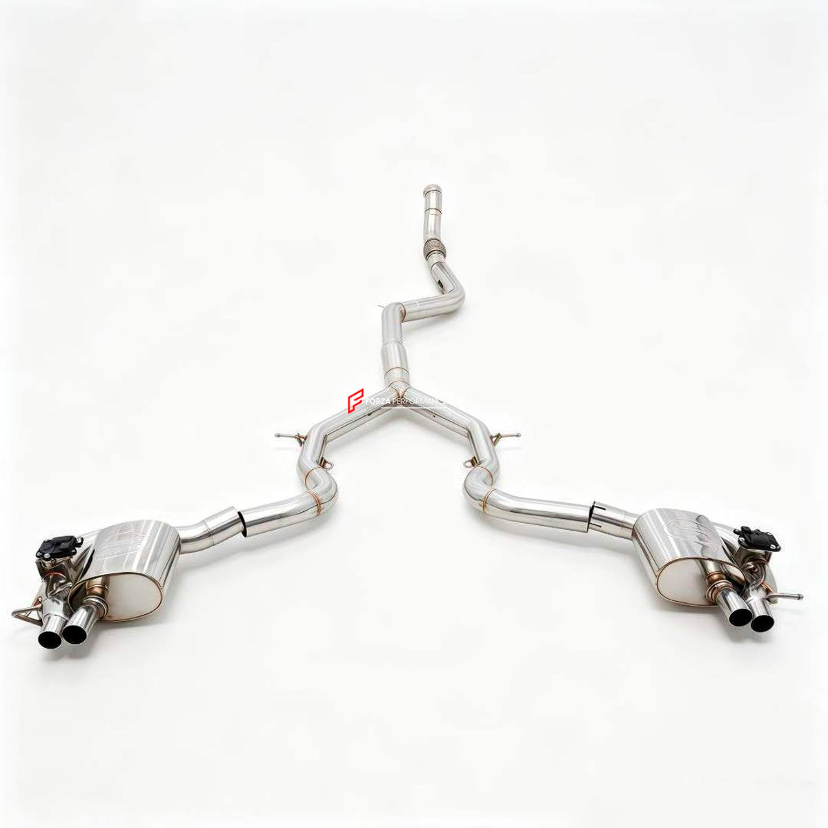 VALVED EXHAUST CATBACK MUFFLER for MERCEDES BENZ E53 W214 3.0T 2024+ FORZA PERFORMANCE Custom Fit

Set includes:

Center Pipes
Left Valved Bypass Muffler with Exhaust Tips
Right Valved Bypass Muffler with Exhaust Tips
Electronic Valve Actuators
Material: Stainless Steel (Can be made of Titanium)

Production time: 10-15 days
