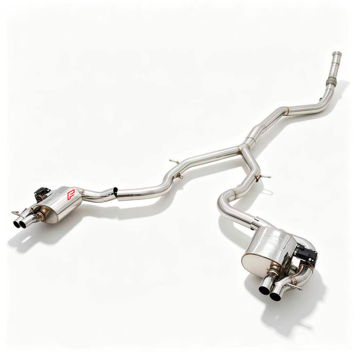 VALVED EXHAUST CATBACK MUFFLER for MERCEDES BENZ E53 W214 3.0T 2024+ FORZA PERFORMANCE Custom Fit

Set includes:

Center Pipes
Left Valved Bypass Muffler with Exhaust Tips
Right Valved Bypass Muffler with Exhaust Tips
Electronic Valve Actuators
Material: Stainless Steel (Can be made of Titanium)

Production time: 10-15 days
