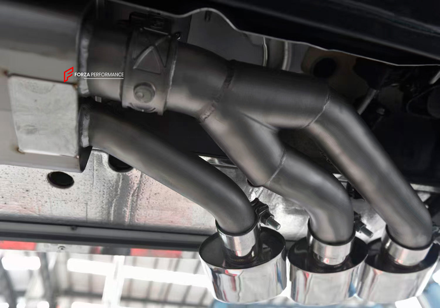Forza Performance Aggressive sporty sound VALVED EXHAUST CATBACK MUFFLER for MERCEDES BENZ G-CLASS W463 G350

Valved exhaust, meaning that has remote, controlled valves - allowing a switch between an aggressive loud sports sound and a sound that is closer to the OEM sound

Set includes:

Center Pipes
Exhaust Tips
Muffles with valves

Factory exhaust tips must be reused

Material: Stainless steel ( for an extra cost we can make titanium )

Optional: We can offer downpipe and catless downpipe 