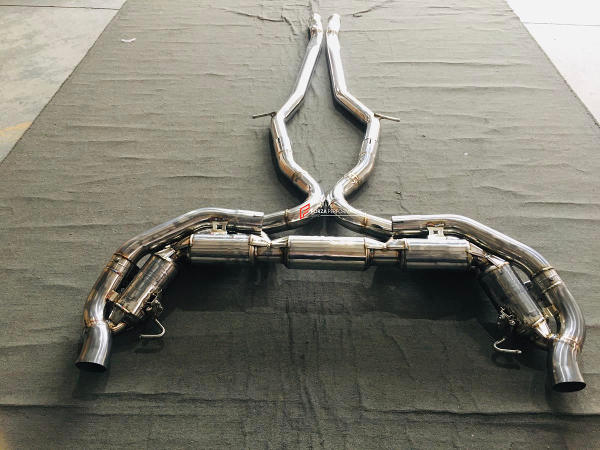 VALVED EXHAUST CATBACK MUFFLER for MERCEDES BENZ S CLASS COUPE C217 S550 4.7T 2015 - 2017 FORZA PERFORMANCE Custom Fit

Set includes:

Mid Pipes
Center Resonator
Left Valved Bypass Muffler
Right Valved Bypass Muffler
Electronic Valve Actuators
Valve Control Box with Remote Control (you may also reuse your factory exhaust valve motors)
Material: Stainless Steel (Can be made of Titanium)

Production time: 10-15 days
