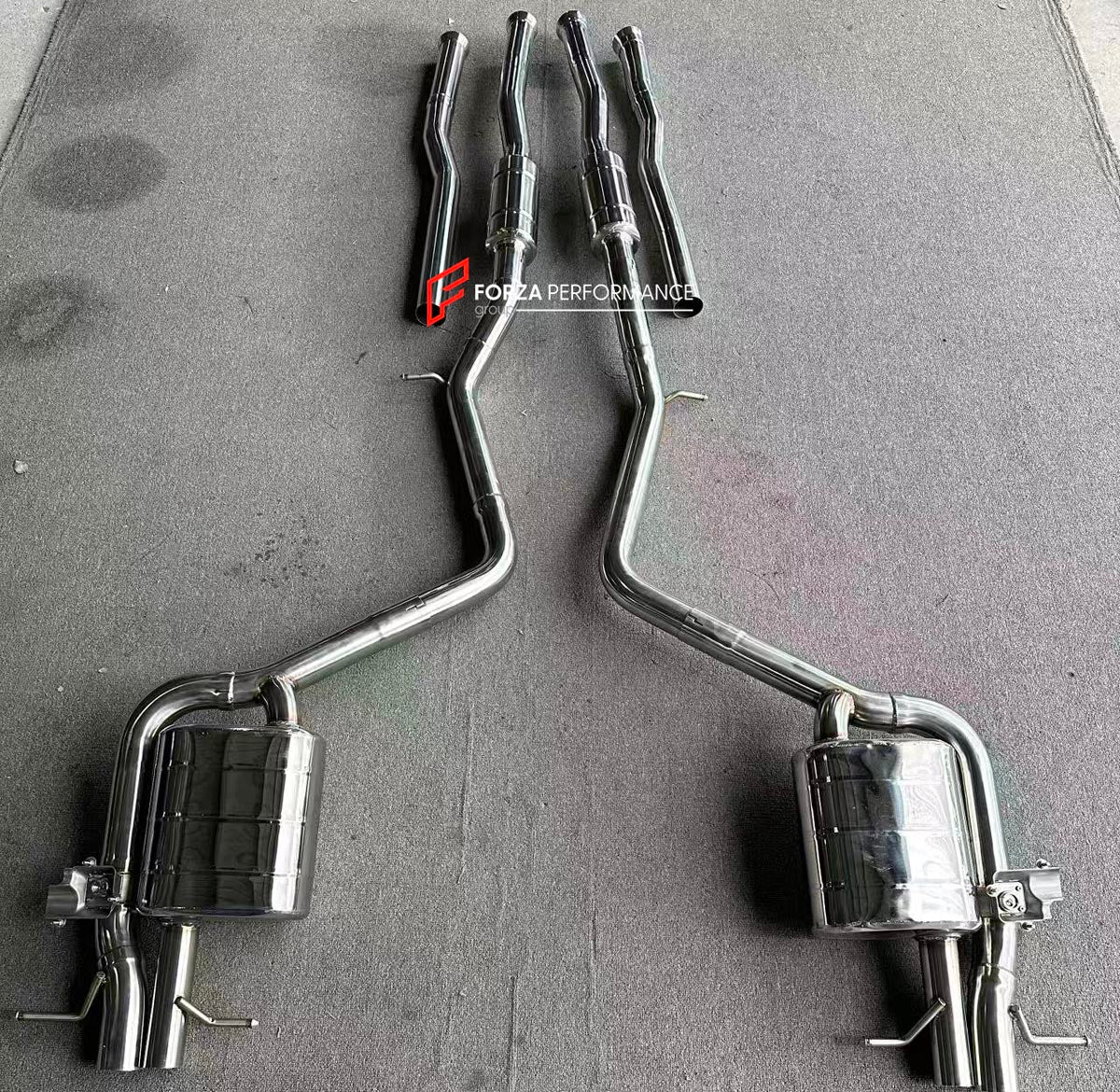 VALVED EXHAUST CATBACK MUFFLER for MERCEDES BENZ S CLASS W223 S500 4MATIC 3.0T 2020 - 2026 FORZA PERFORMANCE Custom Fit

Set includes:

Center Pipes
Modular Resonator Section (straight-pipe for a louder tone or resonated for a quieter cabin — your choice)
Mufflers with Valves
Electronic Valve Actuators
Material: Stainless Steel (Can be made of Titanium)

Production time: 10–15 days
