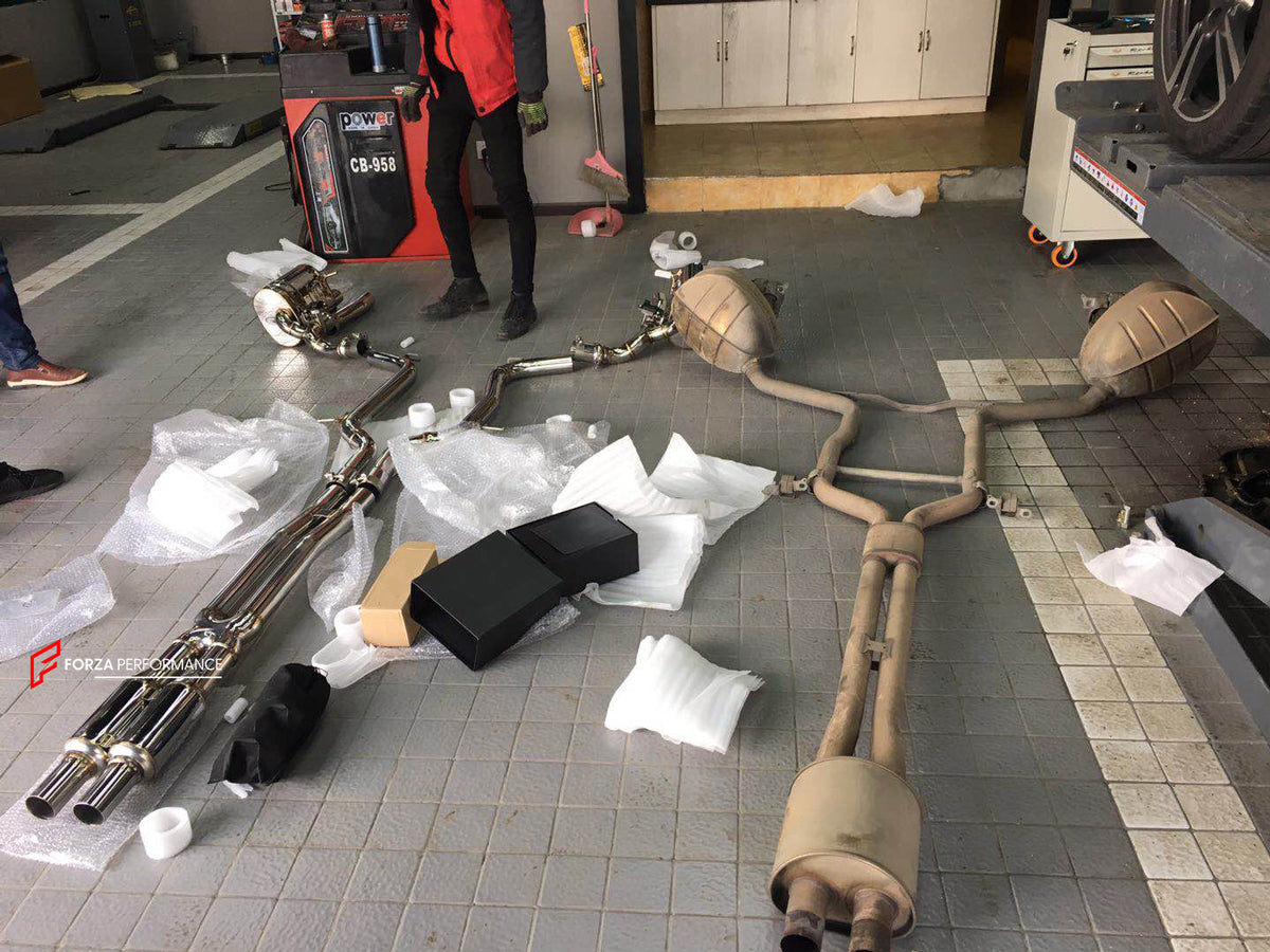 VALVED EXHAUST CATBACK MUFFLER for PORSCHE PANAMERA 970 3.6T 2009 - 2013

Valved exhaust, meaning that has remote, controlled valves - allowing a switch between an aggressive loud sports sound and a sound that is closer to the OEM sound

Set includes:

Center Pipes
Muffler with valves
Exhaust tips
Valve control box with remote control (you may also reuse your factory exhaust valve motors

Factory exhaust tips must be reused

Material: Stainless steel ( for an extra cost we can make titanium )

Optional: We 