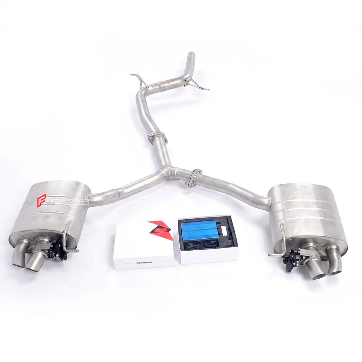 VALVED EXHAUST CATBACK MUFFLER QUAD TIPS for AUDI A4 B9 A4L 1.8T 2016 - 2024 FORZA PERFORMANCE Custom Fit

Set includes:

Center Pipes
Muffler with Valves
Exhaust Tips
Valve Control Box with Remote Control (you may also reuse your factory exhaust valve motors)
Material: Stainless Steel

Production time: 10–15 days