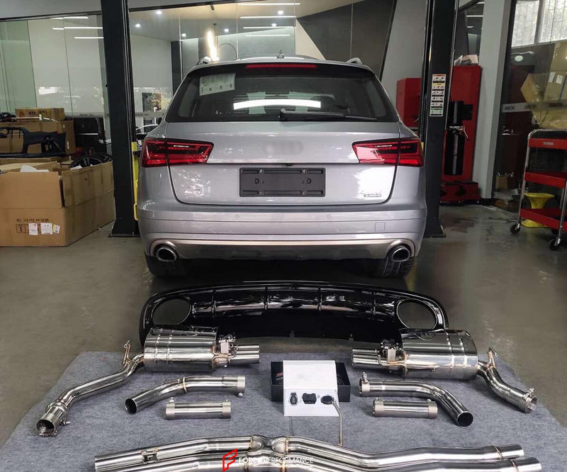 VALVED EXHAUST CATBACK MUFFLER WITH MIDDLE X PIPE for AUDI A6 C7 3.0T 2011 - 2018