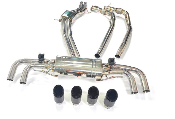 VALVED EXHAUST MUFFLER for PORSCHE CAYENNE TURBO 4.0T 2018 - 2023

Valved exhaust, meaning that has remote, controlled valves - allowing a switch between an aggressive loud sports sound and a sound that is closer to the OEM sound

Set includes:

Center Pipes
Muffler with valves
Exhaust tips

Factory exhaust tips must be reused

Material: Stainless Steel (we can also make Titanium by request)

Optional: We can offer downpipe and catless downpipe

Production time: 10 days

FEATURES:

Engineered Digital protot