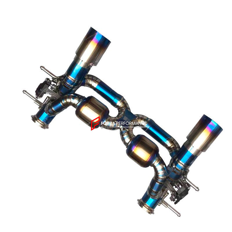 Forza Performance Aggressive sporty sound VALVED EXHAUST CATBACK MUFFLER for MASERATI MC20 2020+ 3.0T
Valved exhaust, meaning that has remote, controlled valves - allowing a switch between an aggressive loud sports sound and a sound that is closer to the OEM sound
Set includes:
X Pipe with Mufflers
Valved Bypass Pipes
Valves Electronic Remote Control
Exhaust Tips
Material: Stainless steel (Can be made in titanium)
Optional: We can offer downpipe and catless downpipe 
FEATURES:
Engineered Digital