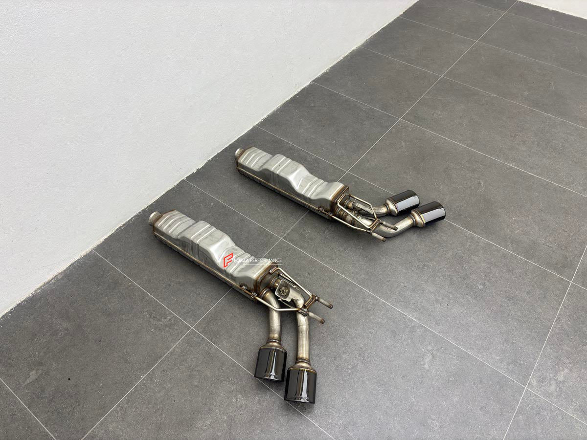 VALVED EXHAUST SYSTEM for MERCEDES BENZ G CLASS W465 G63 V8 4.0T 2024 + FORZA PERFORMANCE Custom Fit

Set includes:

Left Valved Bypass Muffler with Exhaust Tips
Right Valved Bypass Muffler with Exhaust Tips
Electronic Valve Actuators
Valve Control Box with Remote Control (you may also reuse your factory exhaust valve motors)
Material: Stainless Steel (Can be made of Titanium)

Production time: 10-15 days
