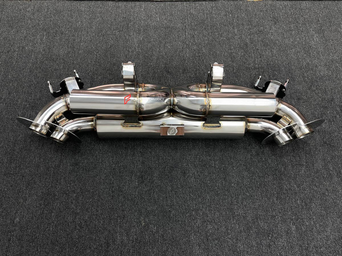 VALVED EXHAUST SYSTEM for PORSCHE 911 992.2 CARRERA T 3.0T 2025 + FORZA PERFORMANCE Custom Fit

Set includes:

Valved Bypass Muffler with Exhaust Tips
Electronic Valve Actuators
Valve Control Box with Remote Control (you may also reuse your factory exhaust valve motors)
Material: Stainless Steel (Can be made of Titanium)

Production time: 10-15 days
