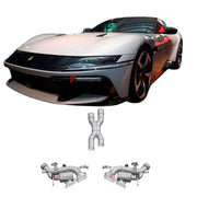 VALVED EXHAUST X PIPE CATBACK MUFFLER for FERRARI 12 CILINDRI V12 6.5 2024+ FORZA PERFORMANCE Custom Fit

Set includes:

Middle X Pipe
Left Valved Bypass Muffler with Exhaust Tips
Right Valved Bypass Muffler with Exhaust Tips
Electronic Valve Actuators
Material: Stainless Steel (Can be made of Titanium)

Production time: 10–15 days
