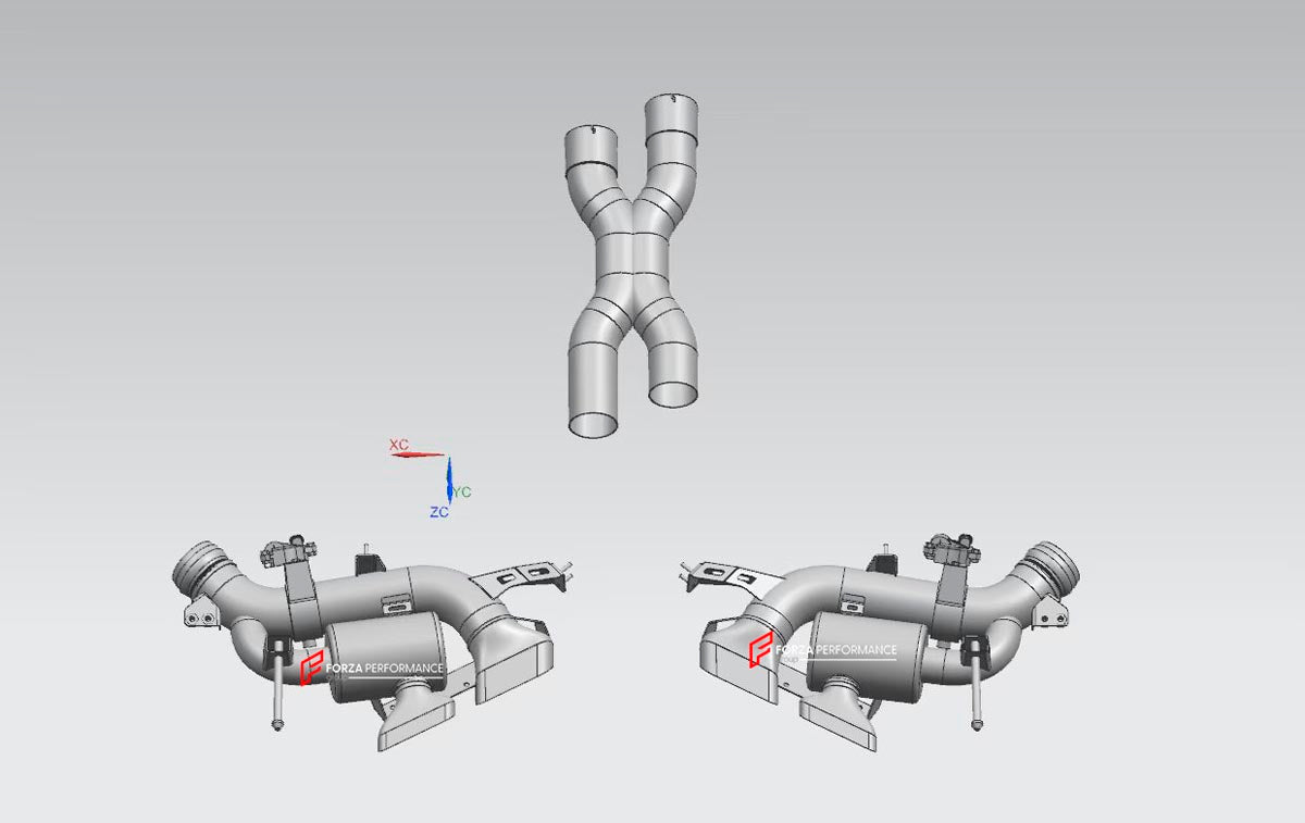 VALVED EXHAUST X PIPE CATBACK MUFFLER for FERRARI 12 CILINDRI V12 6.5 2024+ FORZA PERFORMANCE Custom Fit

Set includes:

Middle X Pipe
Left Valved Bypass Muffler with Exhaust Tips
Right Valved Bypass Muffler with Exhaust Tips
Electronic Valve Actuators
Material: Stainless Steel (Can be made of Titanium)

Production time: 10–15 days
