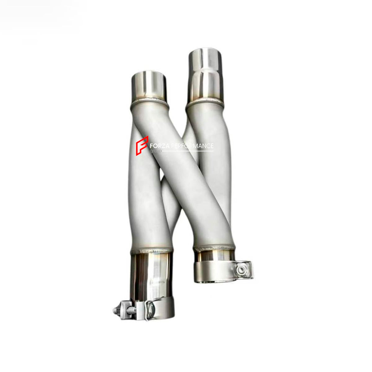 VALVED EXHAUST SYSTEM STRAIGHT PIPES WITH Z FRONT PIPE for FERRARI ROMA V8 3.9T 2020+ FORZA PERFORMANCE Custom Fit

Set includes:

Z Front Pipe
Straight Pipes
Valves
Material: Stainless Steel (Can be made of Titanium)

Production time: 10-15 days
