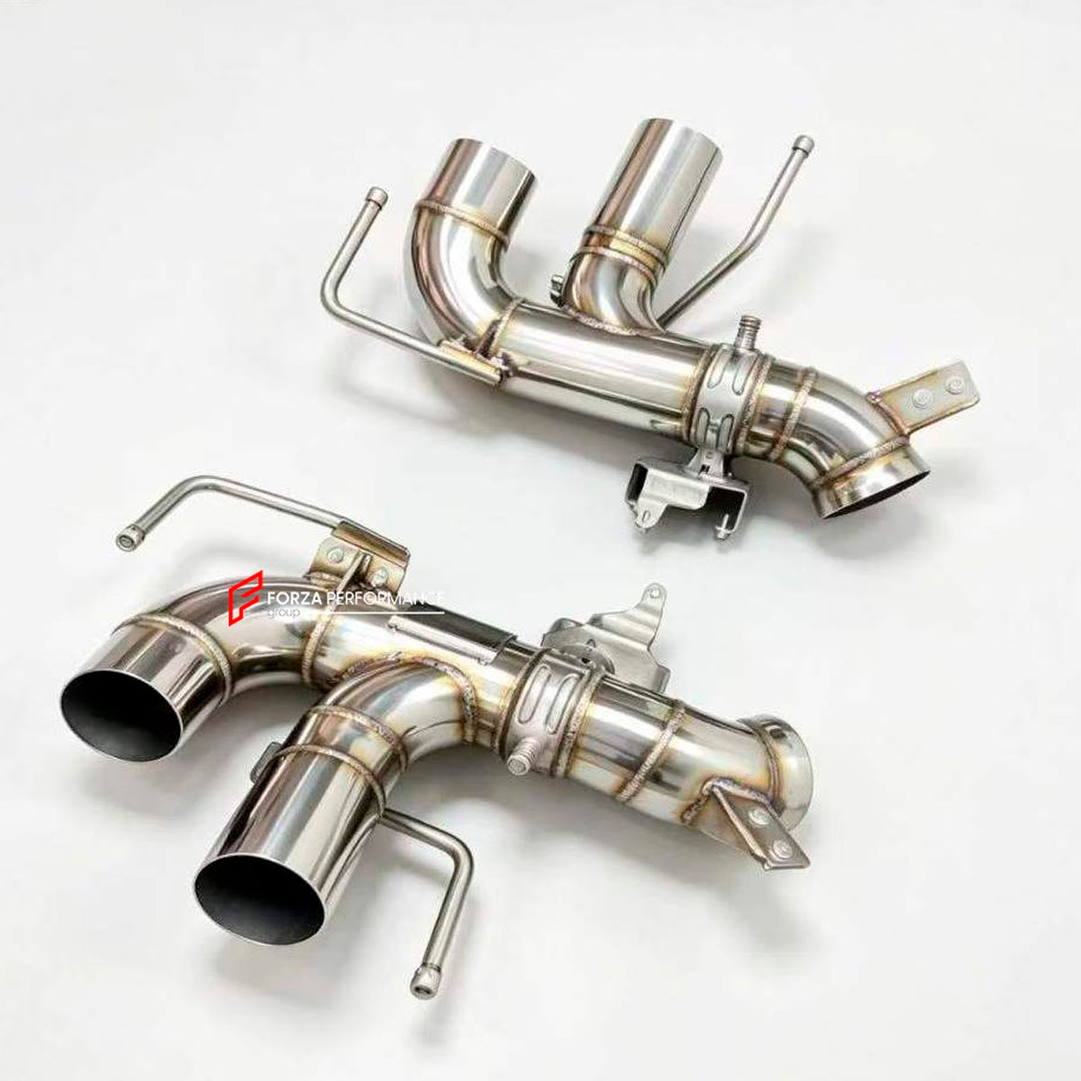 VALVED EXHAUST SYSTEM STRAIGHT PIPES WITH Z FRONT PIPE for FERRARI ROMA V8 3.9T 2020+ FORZA PERFORMANCE Custom Fit

Set includes:

Z Front Pipe
Straight Pipes
Valves
Material: Stainless Steel (Can be made of Titanium)

Production time: 10-15 days
