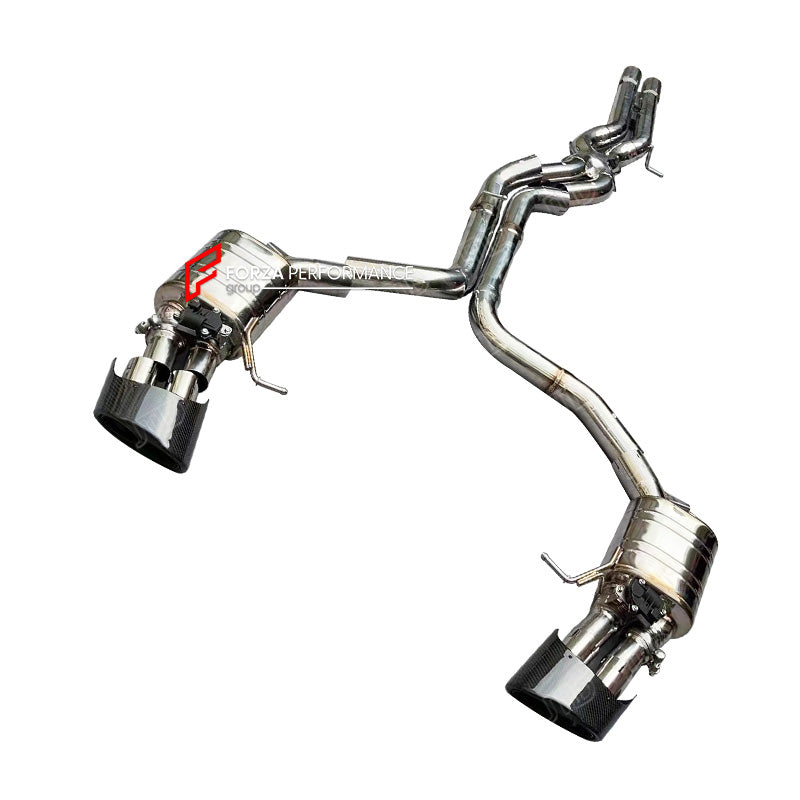 VALVED MUFFLER EXHAUST CATBACK for AUDI RS6 RS7 C8 4.0T TFSI 2019+

Valved exhaust has remote controlled valves - allowing a switch between an aggressive loud sports sound and a sound that is closer to the OEM sound

Set includes:

Mid PipeS with X Pipe

Valved Mufflers

Exhaust Tips


Material: Stainless Steel (can be made in Titanium)

Optional: We can offer downpipe and catless downpipe

NOTE: Professional installation is required.

Why “Contact Us for Pricing”?

We don’t display fixed prices because our