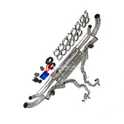 VALVED MUFFLER EXHAUST CATBACK X PIPE for BMW X5 G05 M50i 2019+ X6 G06 M60i 2020+ 4.4T N63

Valved exhaust has remote controlled valves - allowing a switch between an aggressive loud sports sound and a sound that is closer to the OEM sound

Set includes:

Center Pipes with X Pipe
Valved Bypass Muffler

Valve Electronic Remote Control

Factory exhaust tips must be reused

Material: Stainless steel (for an extra cost we can make titanium)

Optional: We can offer downpipe and catless downpipe

NOTE: Profession