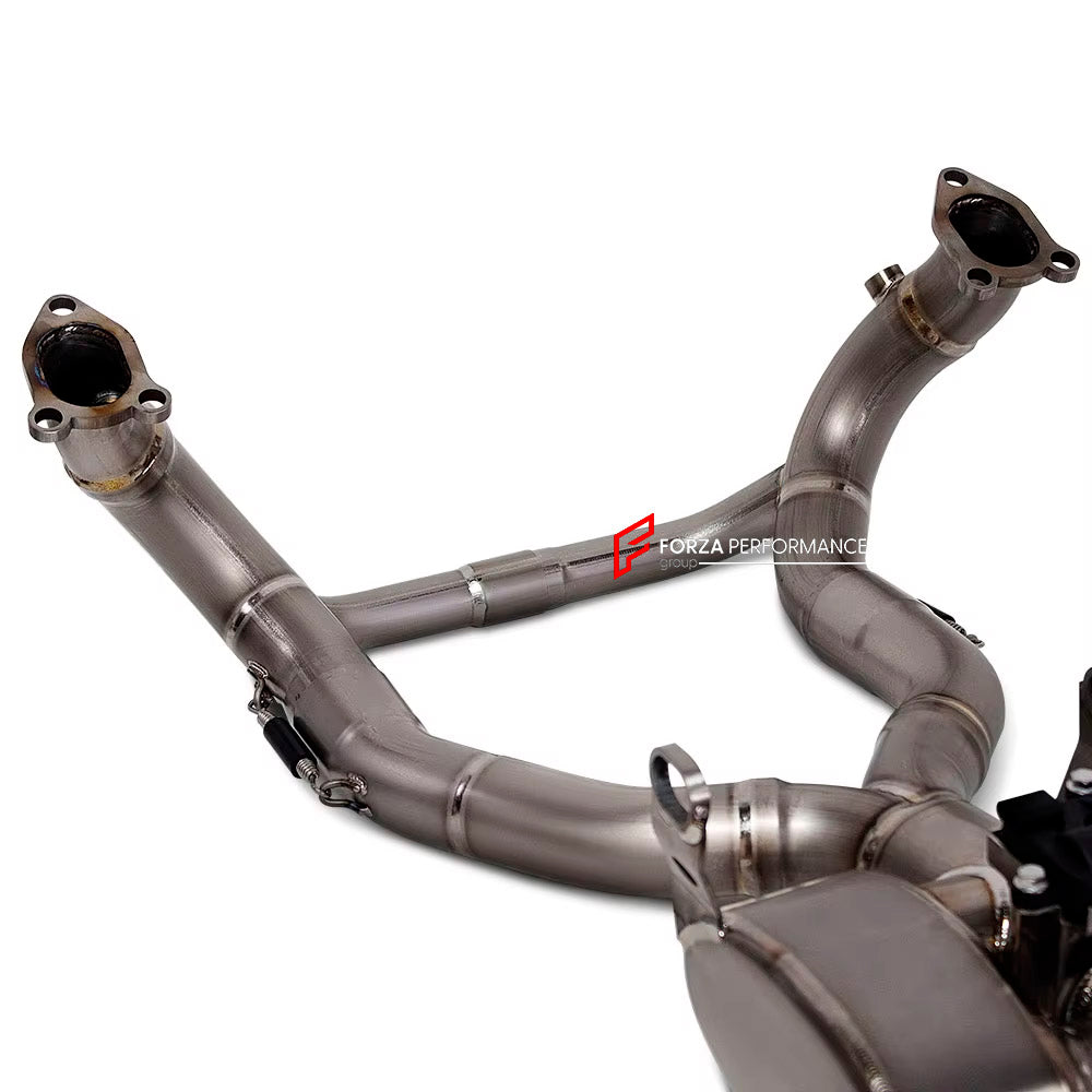 VALVED TITANIUM MOTORCYCLE EXHAUST SYSTEM for BMW R1300GS 1300GS

Set include:

Header
2-1 Merge Collector
Resonator
Electric Valve
Mid pipe


Material: Titanium (can be made in Stainless Steel)

NOTE: Professional installation is required.

FEATURES:

Engineered Digital prototyping using 3D CAD design software, each car model chassis has been 3D laser scanned in the factor
Factory run all test cars on Italian 1200HP Dyno machine, to make the best performance design of exhaust
CNC bending machine accurately