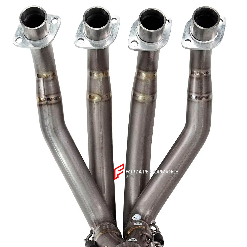 VALVED TITANIUM MOTORCYCLE EXHAUST SYSTEM for KAWASAKI ZX-4R

Set include:

Header
4-1 Merge Collector
Resonator
Mid Pipe

Aprox Weight: 5 kg (11 lbs)

Material: Titanium (can be made in Stainless Steel)

NOTE:&nbsp;Professional installation is required.

FEATURES:

Engineered Digital prototyping using 3D CAD design software, each car model chassis has been 3D laser scanned in the factor
Factory run all test cars on Italian 1200HP Dyno machine, to make the best performance design of exhaust
CNC bending mach