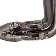 VALVED TITANIUM MOTORCYCLE EXHAUST SYSTEM for KAWASAKI ZX-4R

Set include:

Header
4-1 Merge Collector
Resonator
Mid Pipe

Aprox Weight: 5 kg (11 lbs)

Material: Titanium (can be made in Stainless Steel)

NOTE:&nbsp;Professional installation is required.

FEATURES:

Engineered Digital prototyping using 3D CAD design software, each car model chassis has been 3D laser scanned in the factor
Factory run all test cars on Italian 1200HP Dyno machine, to make the best performance design of exhaust
CNC bending mach
