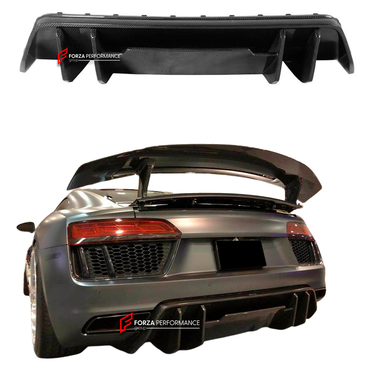 CARBON FIBER REAR DIFFUSER FOR AUDI R8 4S COUPE SPYDER 2015-2019 forza ...
