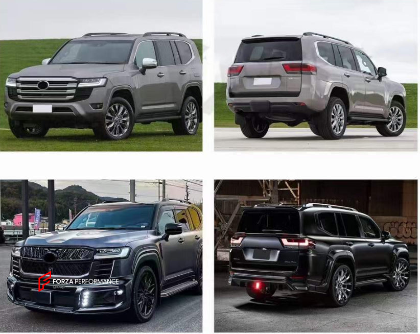 WIDE BODY KIT FOR TOYOTA LAND CRUISER 300 LC 300 2022+ | W-STYLE

Set includes:

Front Bumper Assembly
Front Fender Flares
Rear Fender Flares
Rear Spoiler
Rear Bumper Assembly

Rear Diffuser

Material: FRP Fiberglass and Plastic Chrome Inserts

NOTE: Very professional installation/modification is required