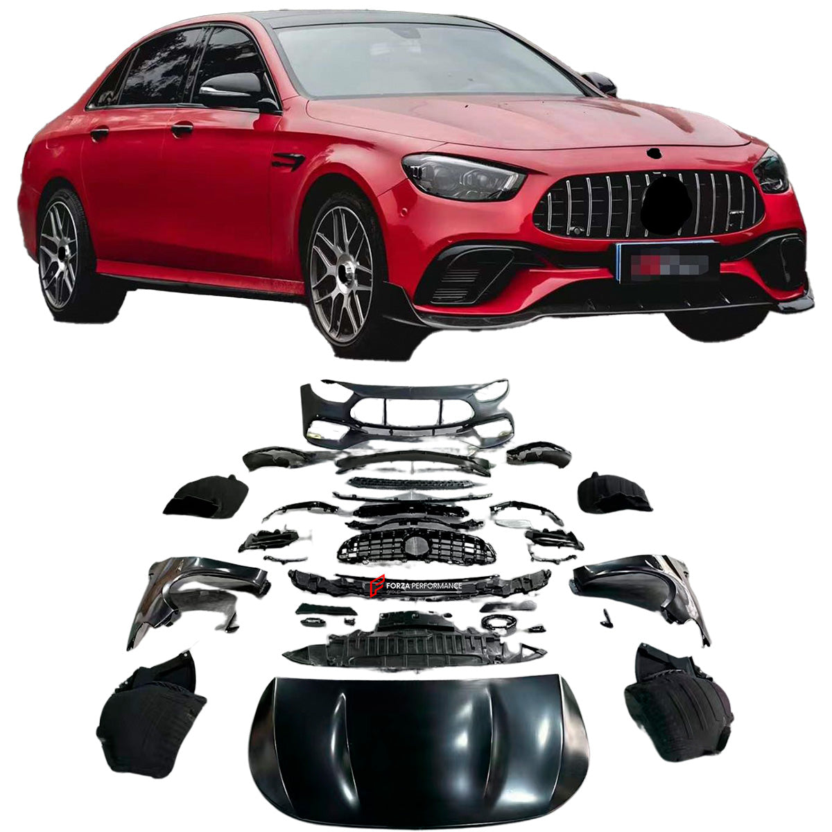 CONVERSION BODY KIT for W213 E200 E300 2021+ UPGRADE to AMG E63S FACELIFT
Set includes:
Front Bumper
Front Fenders
Hood/Bonnet
Rear Bumper
Exhaust tips
Side Skirts
Material: DRY Carbon, Plastic PP
NOTE: Professional installation is required