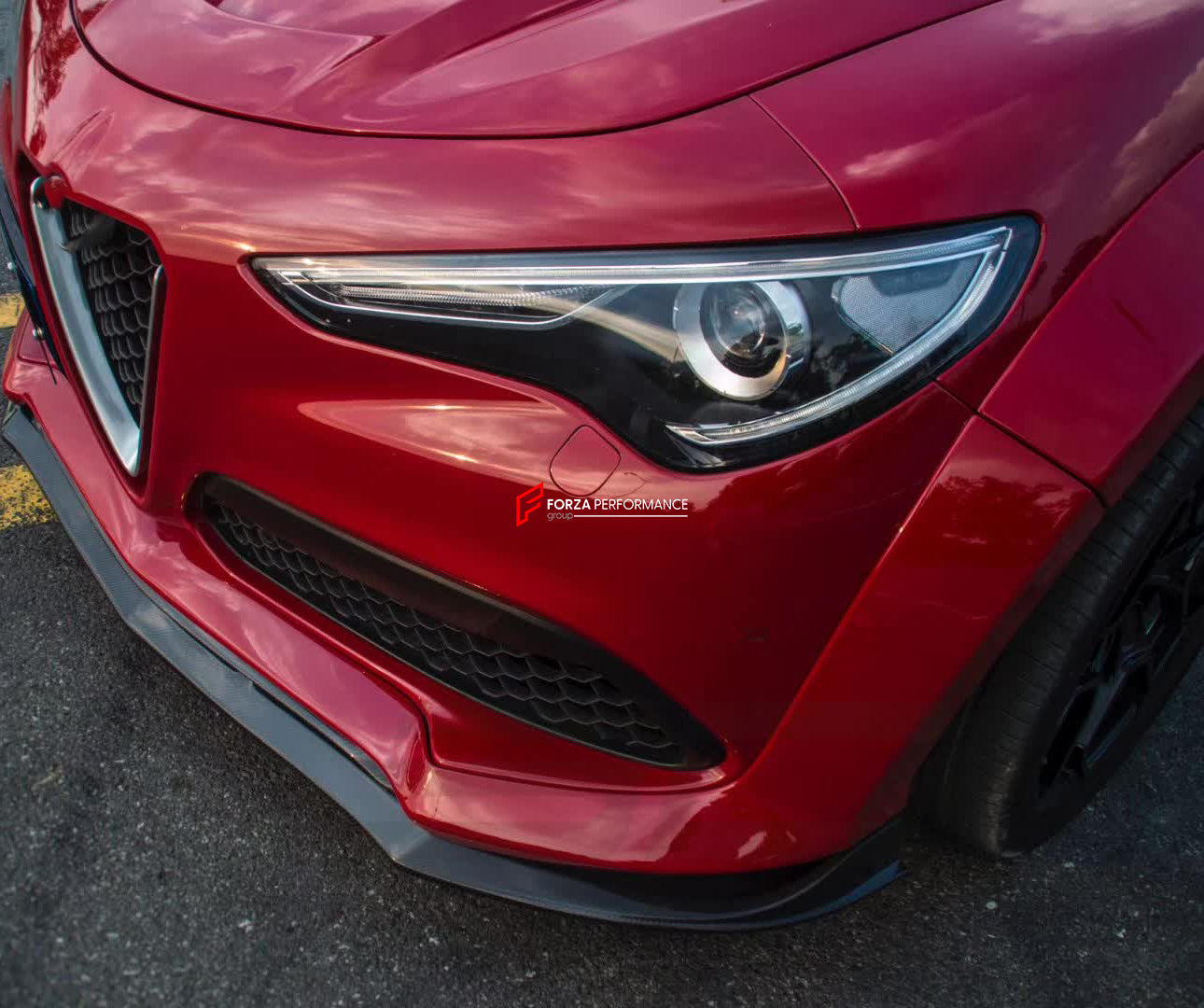WIDE BODY KIT for ALFA ROMEO STELVIO 949 2017 - 2023  Set includes:  Front Lip Fender Flares Side Skirts Rear Spoiler Roof Spoiler Rear Diffuser Hood Side Fenders