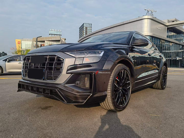 WIDE DRY CARBON BODY KIT for AUDI Q8 4M 2019 - 2023 | SQ8 4M 2020+  Set includes:  Front Lip Front Air Vent Cover Side Fenders Decklid Spoiler Rear Roof Spoiler Rear Diffuser