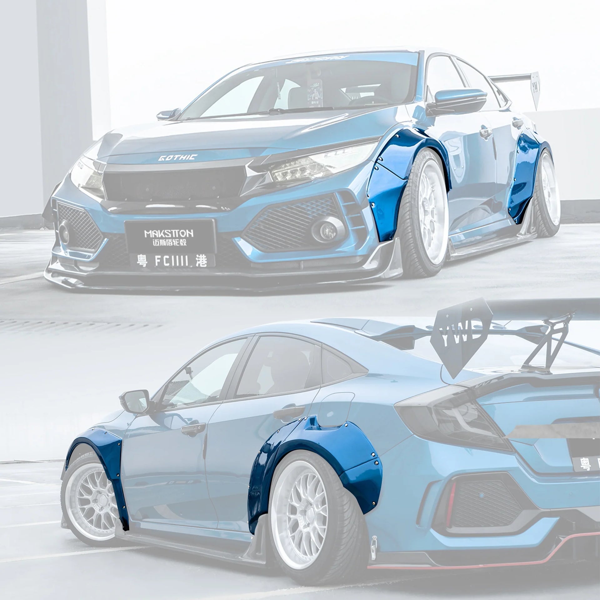 WIDE BODY KIT for HONDA CIVIC SEDAN HATCHBACK FC FK 2015 - 2022

Set includes:

Front Lip
Front Bumper Assembly

Hood / Bonnet

Front Fenders
Side Skirts

Rear Fenders
Rear Wing Spoiler

Rear Bumper
Rear Diffuser

Material: Wet Carbon with Fiberglass

NOTE: Professional installation is required. Cutting front fenders and rear quarter panels is required. Dont fit to the Type R.

Why “Contact Us for Pricing”?

We don’t display fixed prices because our goal is to offer you the most competitive deal possible. P